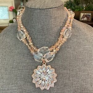 Elegant Crystal Flower Pendant Necklace